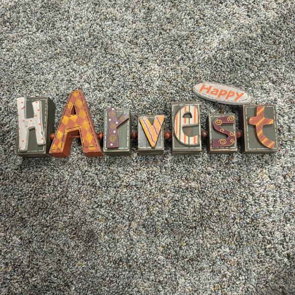 Happy Harvest Tabletop Home Decor Fall Autumn Mixed Prints Letter Cutouts - Picture 1 of 9